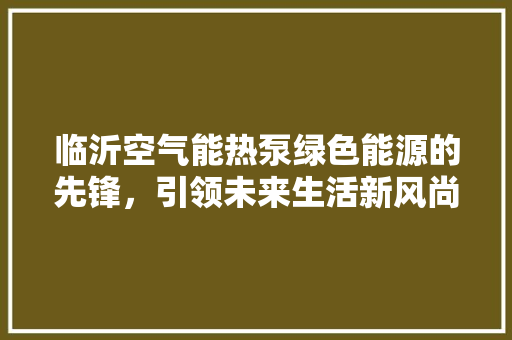 临沂空气能热泵绿色能源的先锋，引领未来生活新风尚 灯具安装