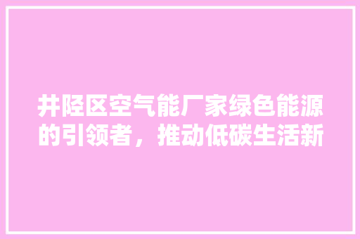 井陉区空气能厂家绿色能源的引领者，推动低碳生活新风尚 家电维护
