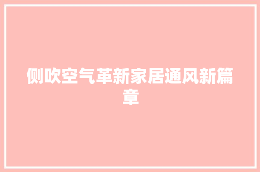 侧吹空气革新家居通风新篇章 洗衣机