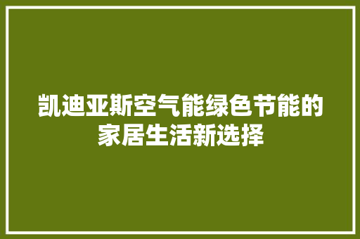 凯迪亚斯空气能绿色节能的家居生活新选择 家居维修