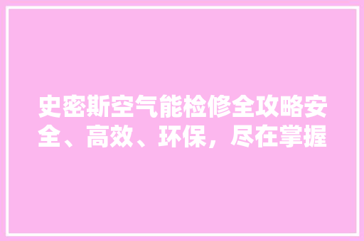 史密斯空气能检修全攻略安全、高效、环保，尽在掌握！ 局部翻新