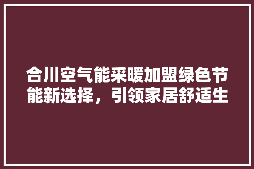 合川空气能采暖加盟绿色节能新选择，引领家居舒适生活新潮流 清洁保养