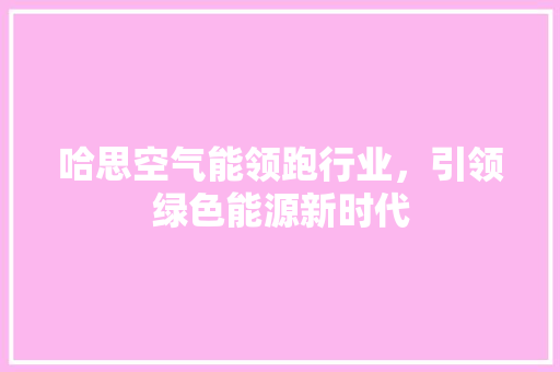 哈思空气能领跑行业，引领绿色能源新时代 家居维修
