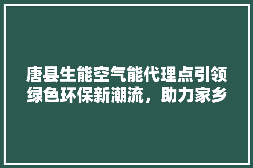 唐县生能空气能代理点引领绿色环保新潮流，助力家乡绿色发展 空调