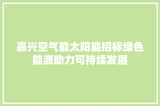 嘉兴空气能太阳能招标绿色能源助力可持续发展 热水器
