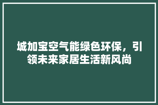 城加宝空气能绿色环保，引领未来家居生活新风尚 旧房改造
