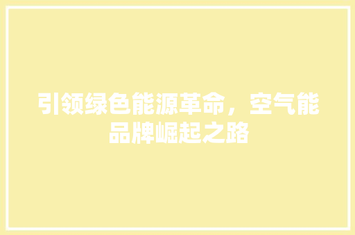 引领绿色能源革命，空气能品牌崛起之路 贴膜