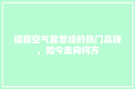 德能空气能曾经的热门品牌，如今走向何方 家电维护