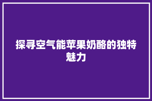 探寻空气能苹果奶酪的独特魅力 洁具维修
