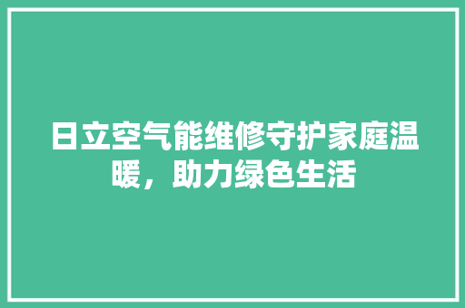 日立空气能维修守护家庭温暖，助力绿色生活 热水器