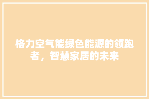 格力空气能绿色能源的领跑者，智慧家居的未来 翻新改色