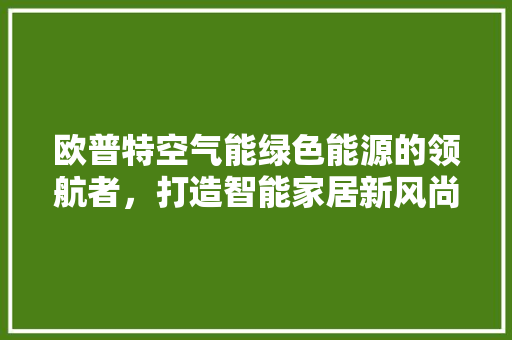 欧普特空气能绿色能源的领航者，打造智能家居新风尚 洁具维修