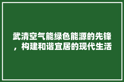 武清空气能绿色能源的先锋，构建和谐宜居的现代生活 旧房改造