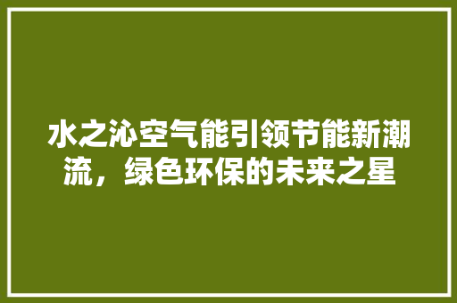 水之沁空气能引领节能新潮流，绿色环保的未来之星 空调