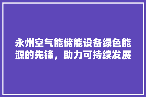 永州空气能储能设备绿色能源的先锋，助力可持续发展 龙头管件