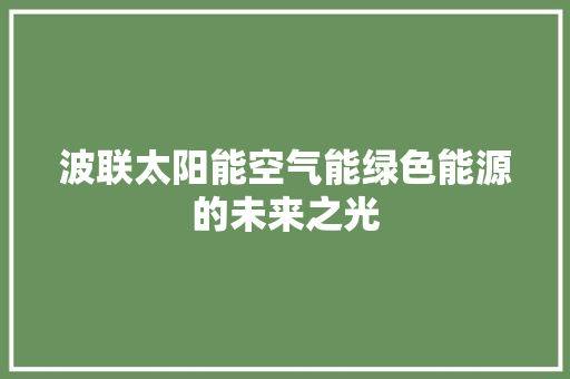 波联太阳能空气能绿色能源的未来之光 热水器