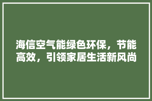 海信空气能绿色环保，节能高效，引领家居生活新风尚 家具修理