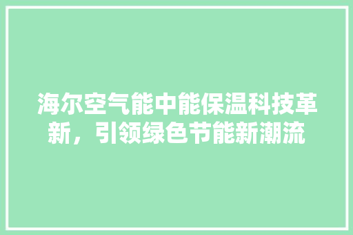 海尔空气能中能保温科技革新，引领绿色节能新潮流 冰箱
