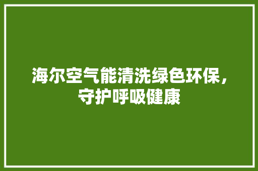 海尔空气能清洗绿色环保，守护呼吸健康 洁具维修
