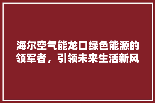 海尔空气能龙口绿色能源的领军者，引领未来生活新风尚 装修设计