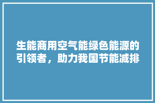 生能商用空气能绿色能源的引领者，助力我国节能减排事业 水电维修