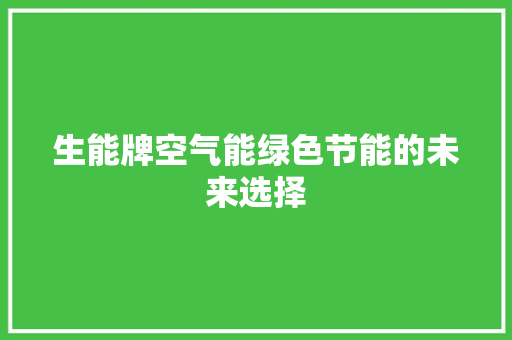 生能牌空气能绿色节能的未来选择 冰箱