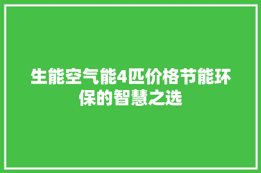 生能空气能4匹价格节能环保的智慧之选 热水器