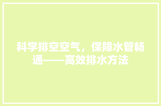 科学排空空气，保障水管畅通——高效排水方法 冰箱