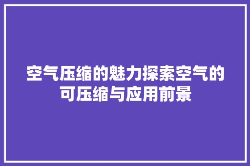 空气压缩的魅力探索空气的可压缩与应用前景 装修设计