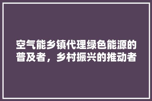 空气能乡镇代理绿色能源的普及者，乡村振兴的推动者 旧房改造