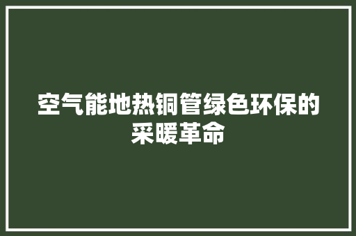 空气能地热铜管绿色环保的采暖革命 清洁保养