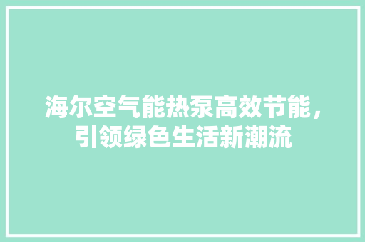海尔空气能热泵高效节能，引领绿色生活新潮流 家具修理