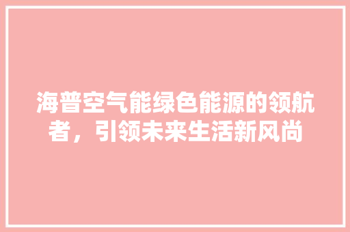 海普空气能绿色能源的领航者，引领未来生活新风尚 热水器