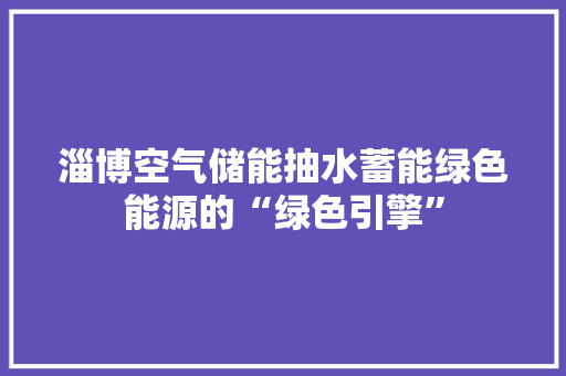 淄博空气储能抽水蓄能绿色能源的“绿色引擎” 家居维修