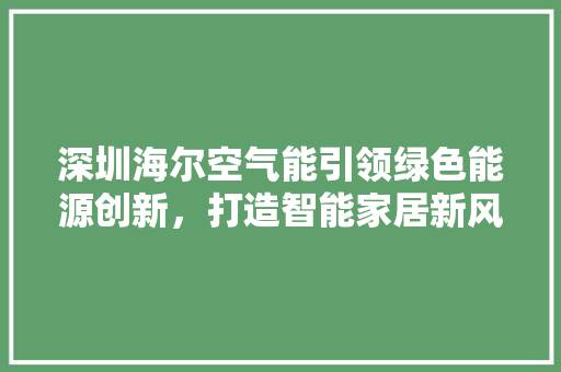 深圳海尔空气能引领绿色能源创新，打造智能家居新风尚 洗衣机