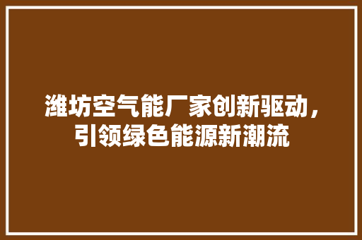 潍坊空气能厂家创新驱动，引领绿色能源新潮流 洗衣机