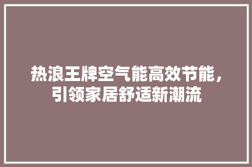 热浪王牌空气能高效节能，引领家居舒适新潮流 热水器