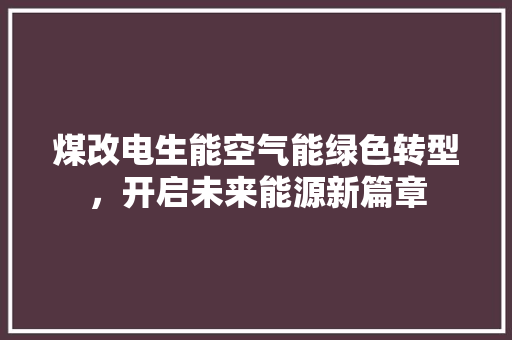 煤改电生能空气能绿色转型，开启未来能源新篇章 空调