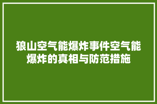 狼山空气能爆炸事件空气能爆炸的真相与防范措施 水电维修