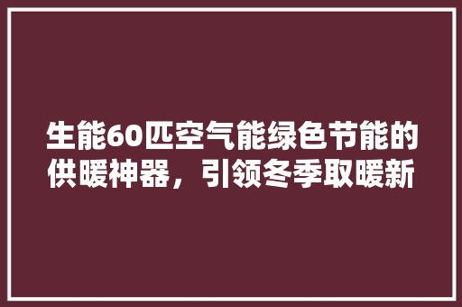 生能60匹空气能绿色节能的供暖神器，引领冬季取暖新潮流 家具修理