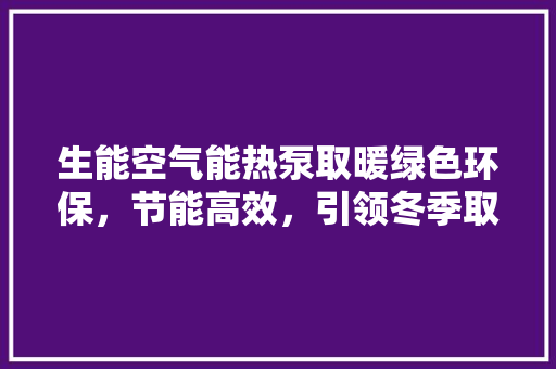 生能空气能热泵取暖绿色环保，节能高效，引领冬季取暖新风尚 翻新改色