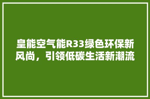 皇能空气能R33绿色环保新风尚，引领低碳生活新潮流 水电维修