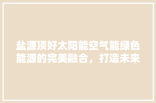 盐源顶好太阳能空气能绿色能源的完美融合，打造未来家园新典范 水电维修
