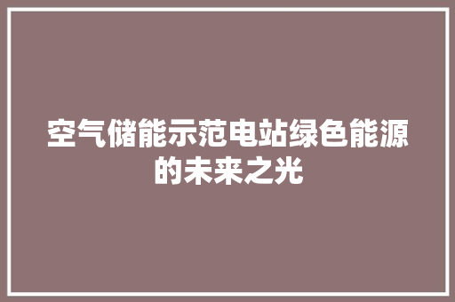 空气储能示范电站绿色能源的未来之光 空调