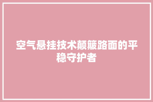 空气悬挂技术颠簸路面的平稳守护者 家居维修
