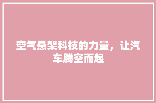 空气悬架科技的力量，让汽车腾空而起 龙头管件