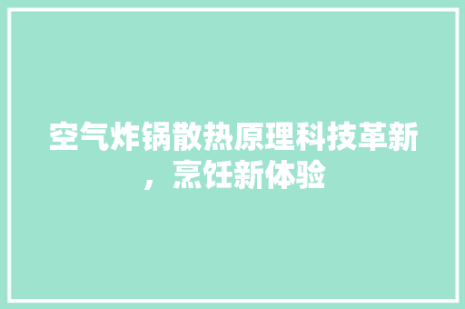 空气炸锅散热原理科技革新，烹饪新体验 水电维修
