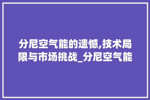 分尼空气能的遗憾,技术局限与市场挑战_分尼空气能缺点 分尼空气能的遗憾,技术局限与市场挑战_分尼空气能缺点 水电维修