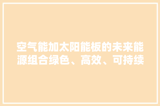 空气能加太阳能板的未来能源组合绿色、高效、可持续 灯具安装