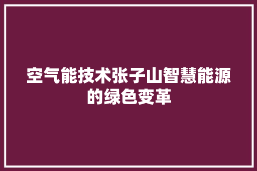 空气能技术张子山智慧能源的绿色变革 洁具维修 空气能技术张子山智慧能源的绿色变革 洁具维修